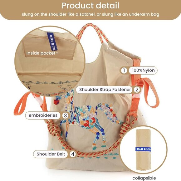 Elegant Large Nylon Tote Bag for Women - Perfect for Beach & Shopping (24"x18") - Picture 4 of 6